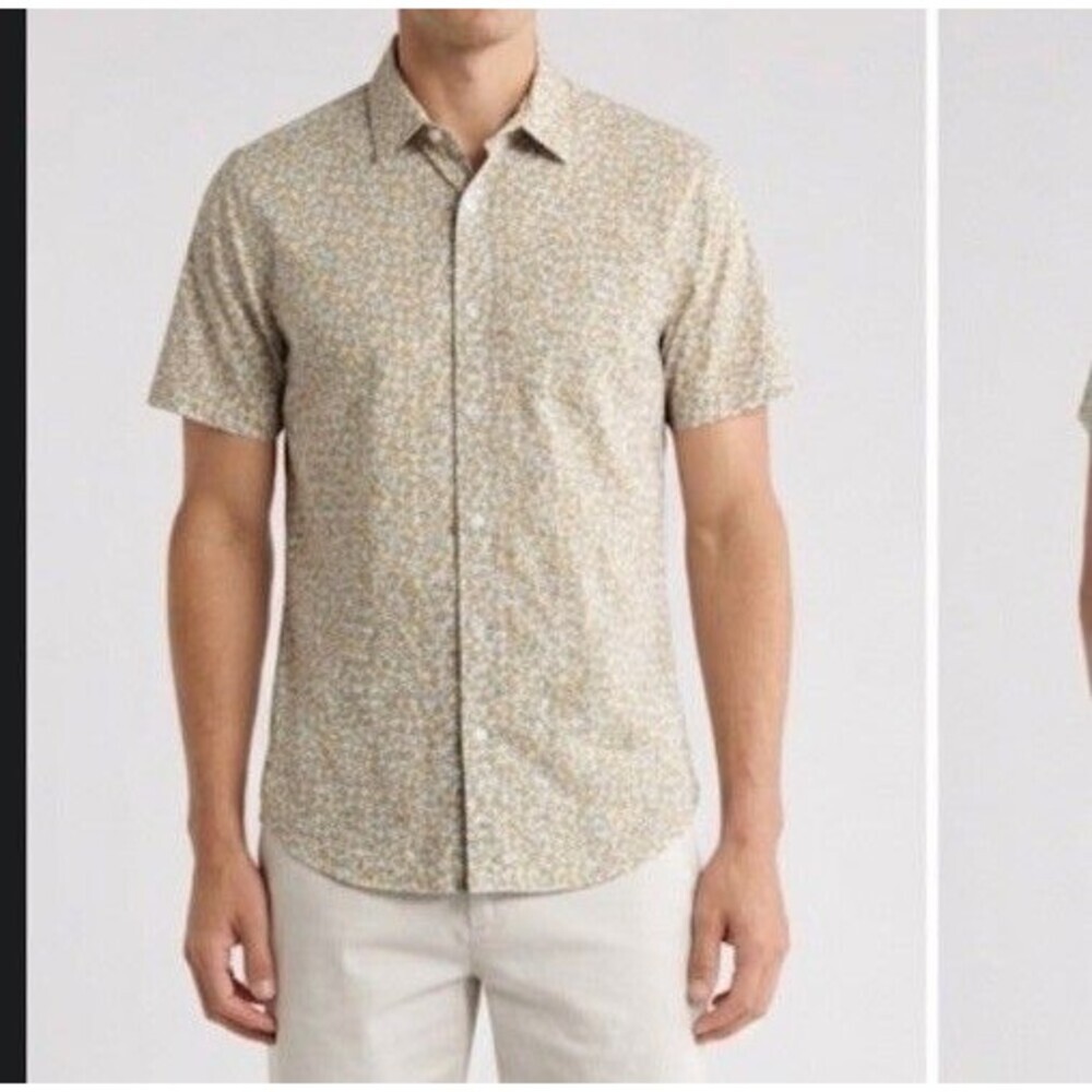 Bonobos Size L Kenria Daisy Floral Stretch Fit Short Sleeve Stretch Cotton Shirt